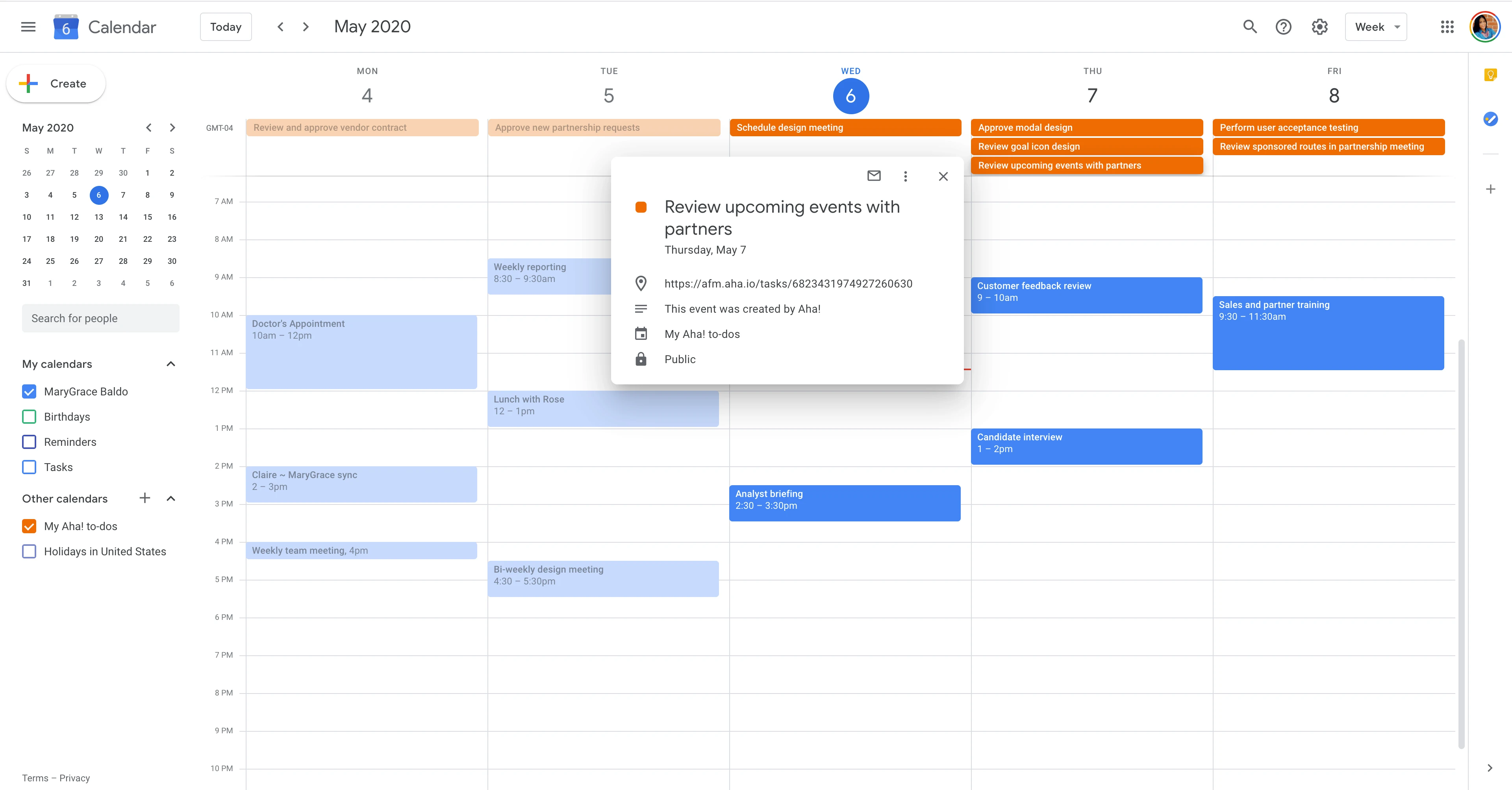 Visualize your to-dos and key dates in your Google calendar. 