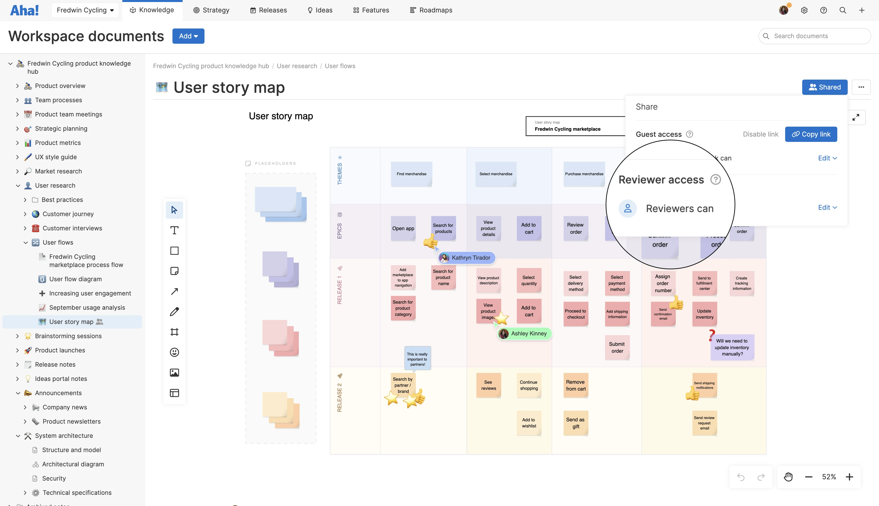 Collaborate live on a user story map