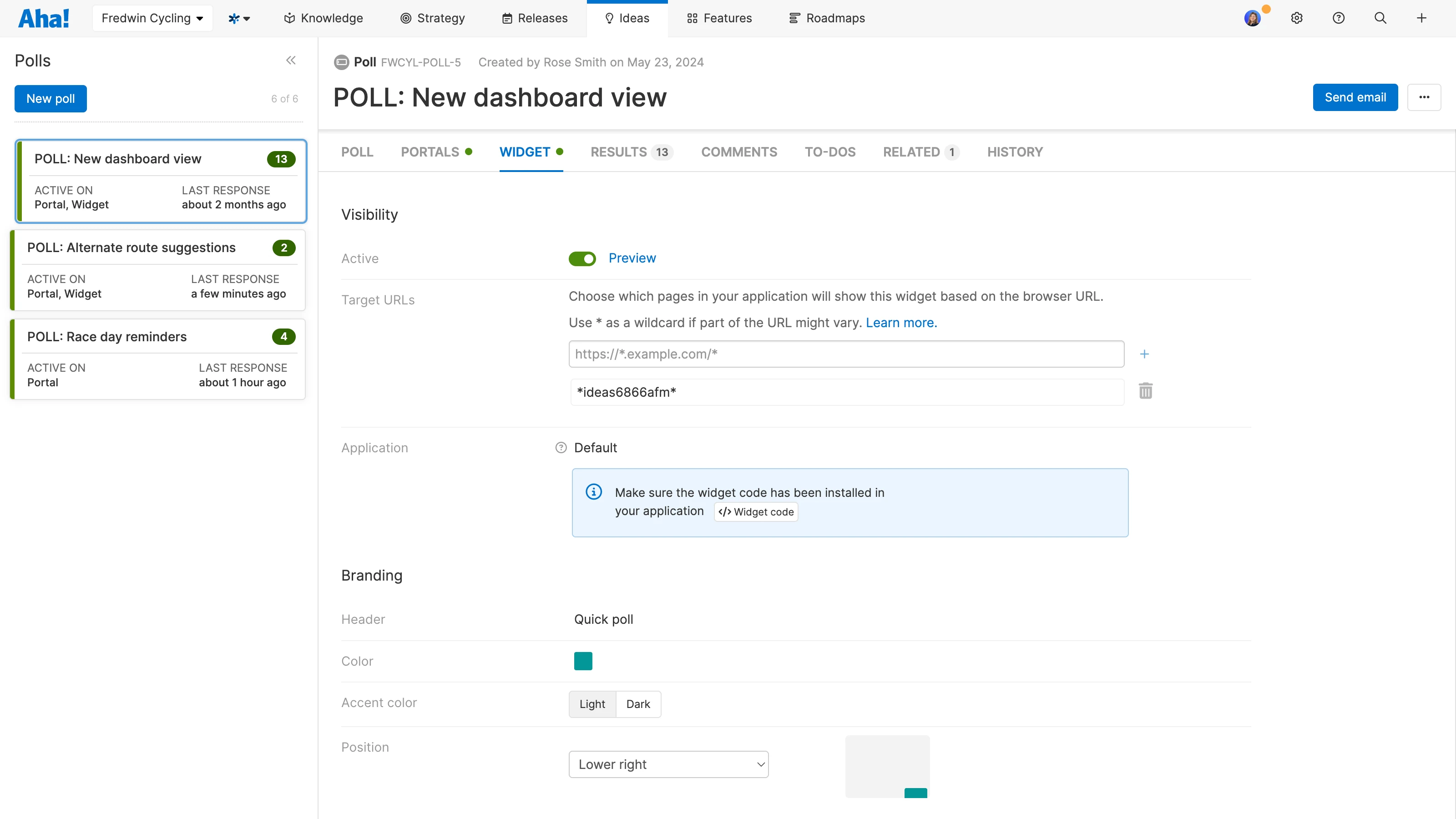 Activate in-app widgets