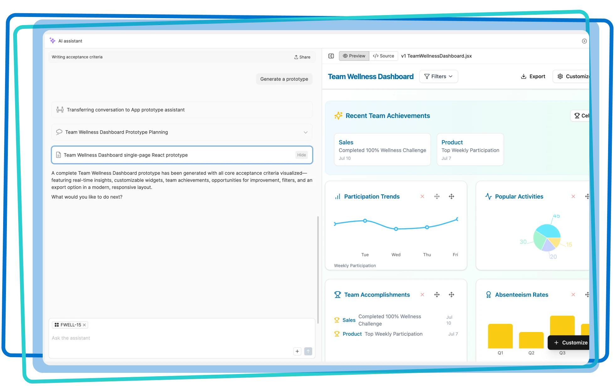 AI writing assistant in a note in Aha! Roadmaps