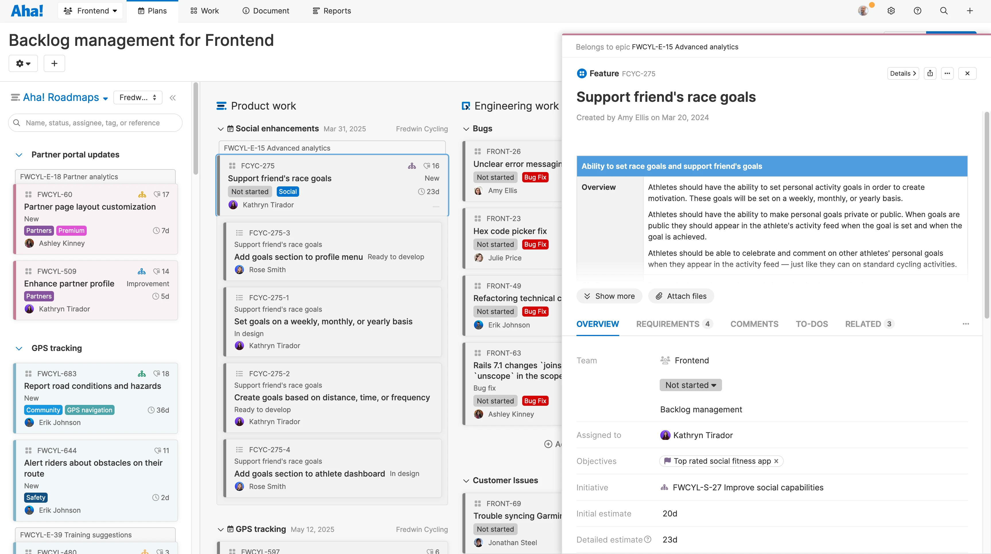 Develop / Backlog management - View roadmap-driven work