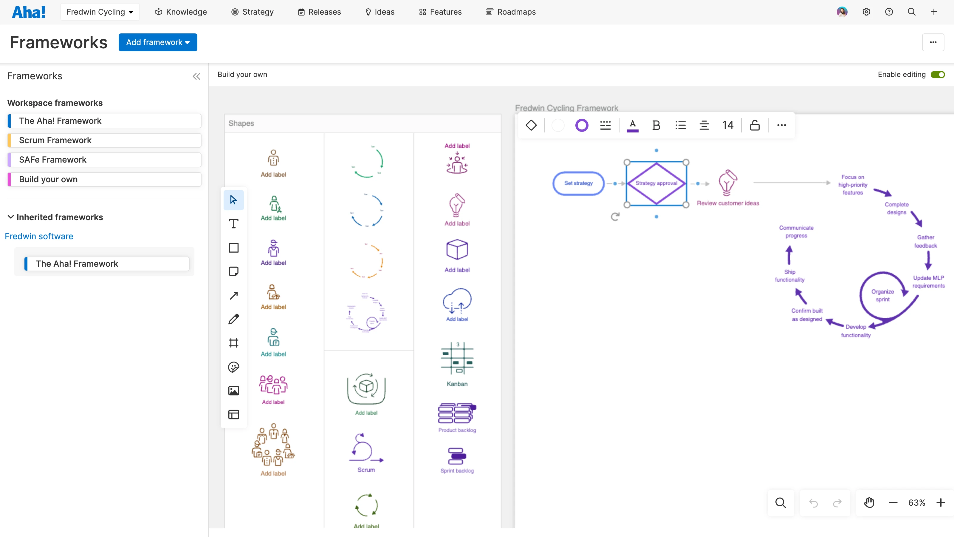 Build your own framework in Aha! Roadmaps