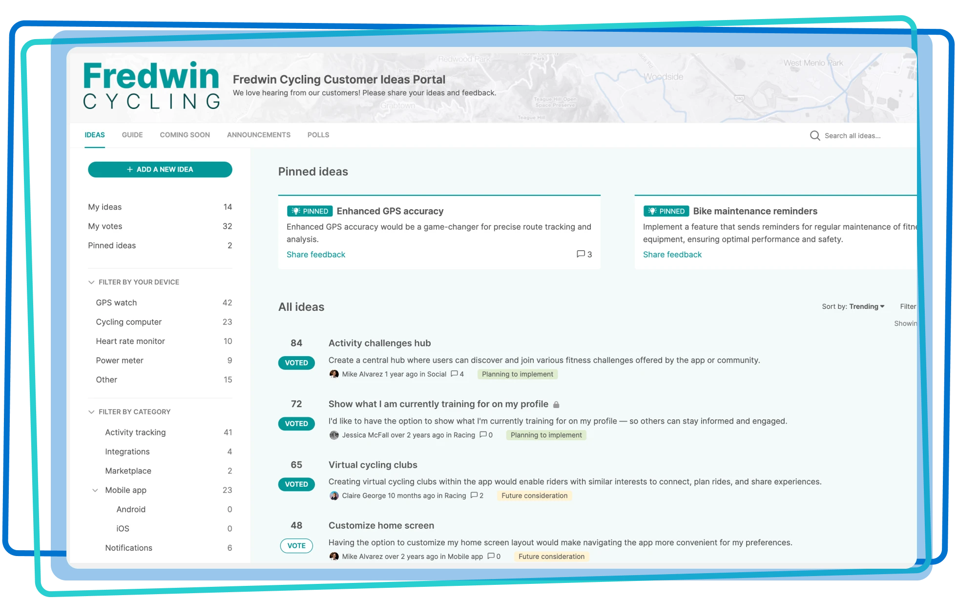 An idea in an ideas portal with comments
