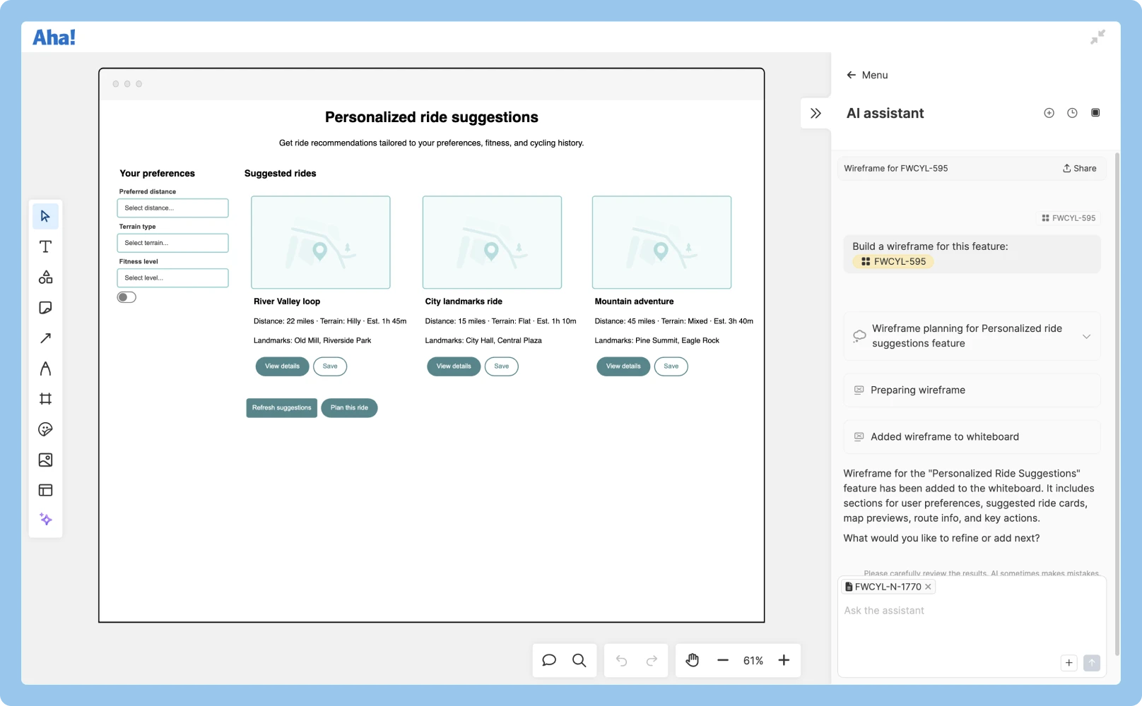 Generate wireframes with AI