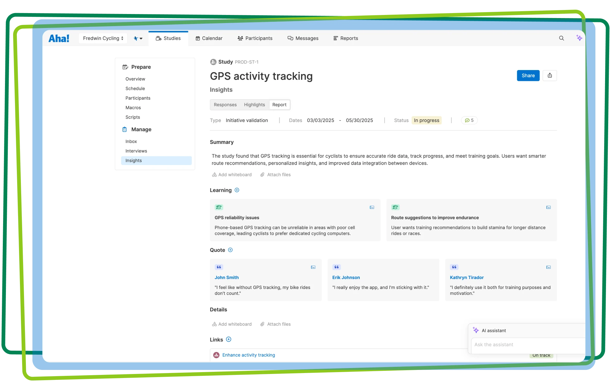 Create interview reports in Aha! Discovery