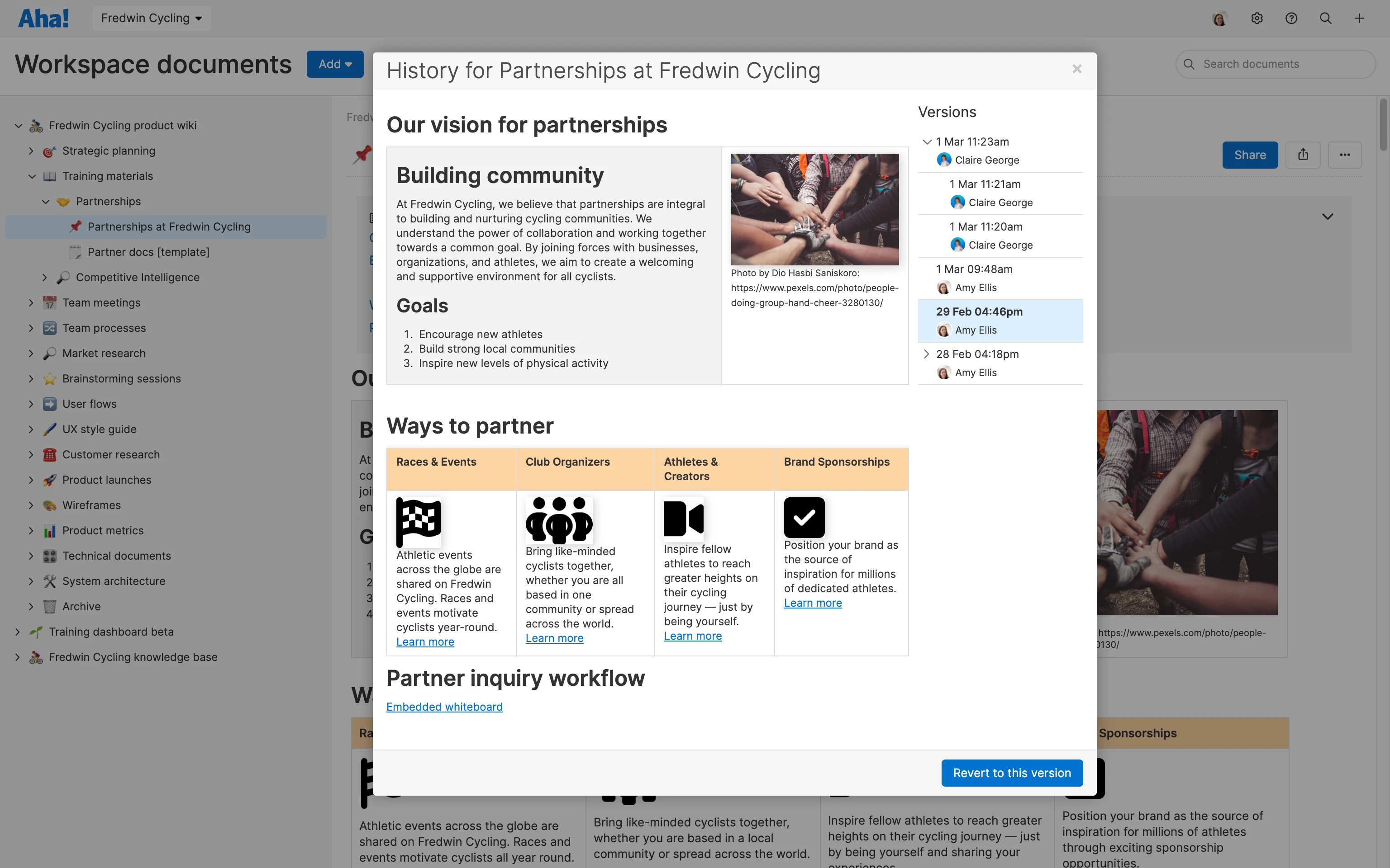 Knowledge - Documents - Track version history