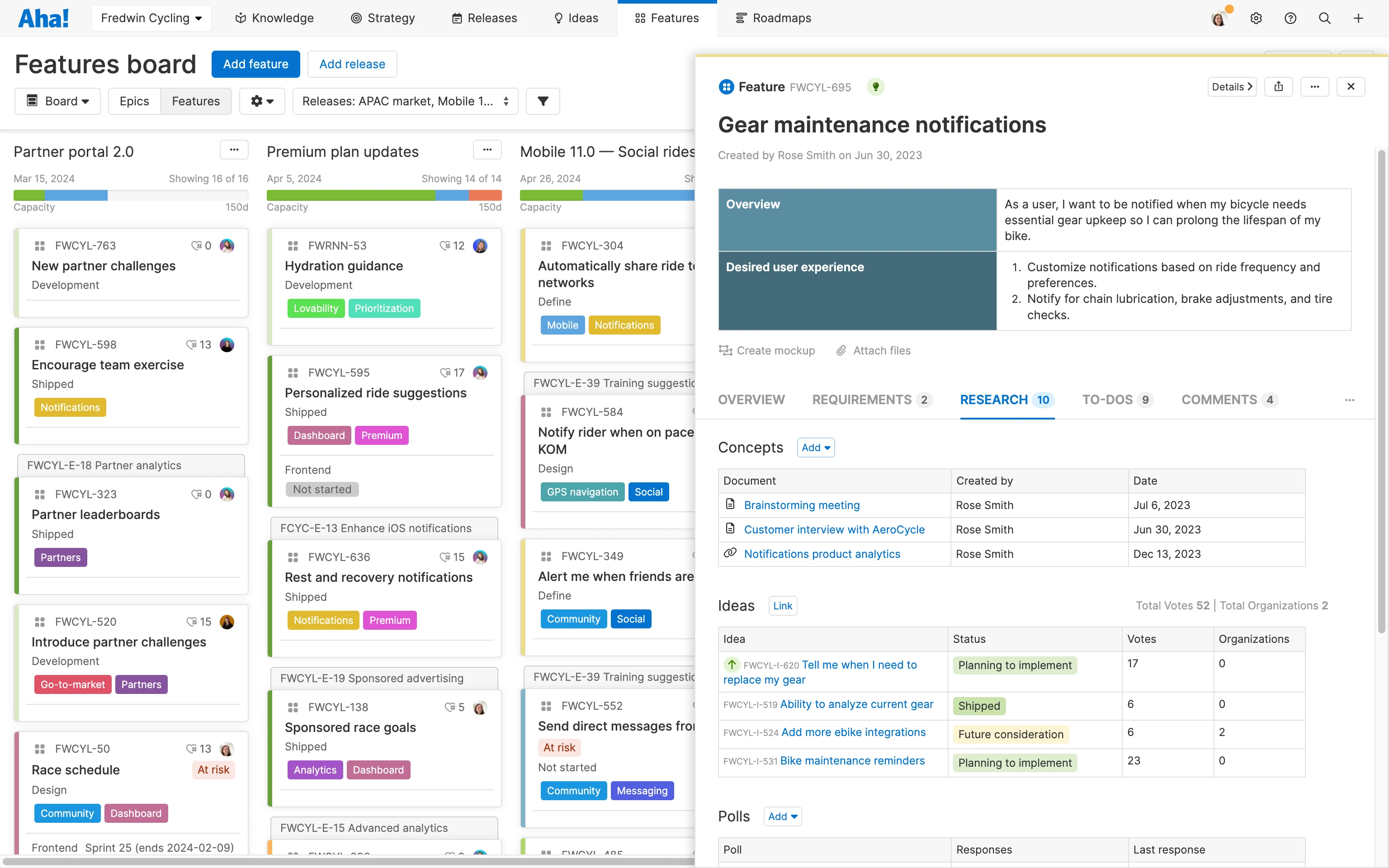 Knowledge - Roadmaps Integration - Crosslink info