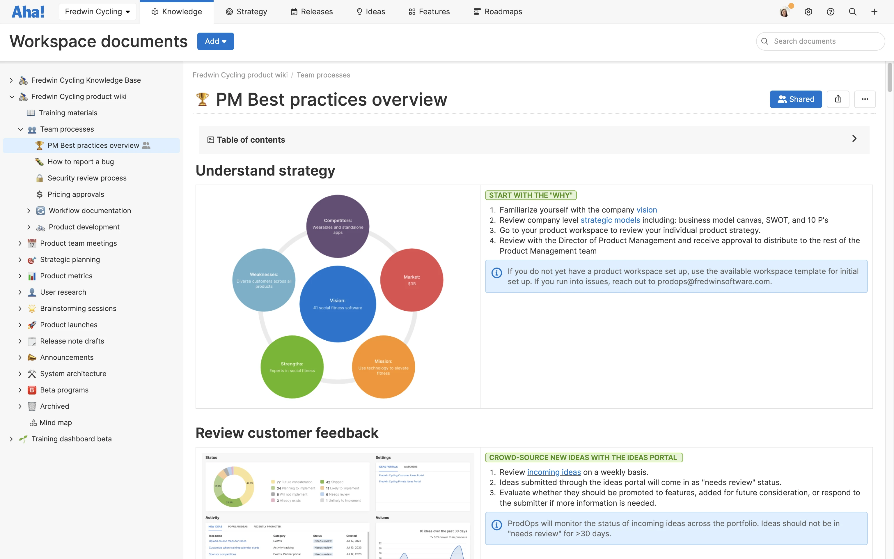 Notes overview in Aha! Roadmaps