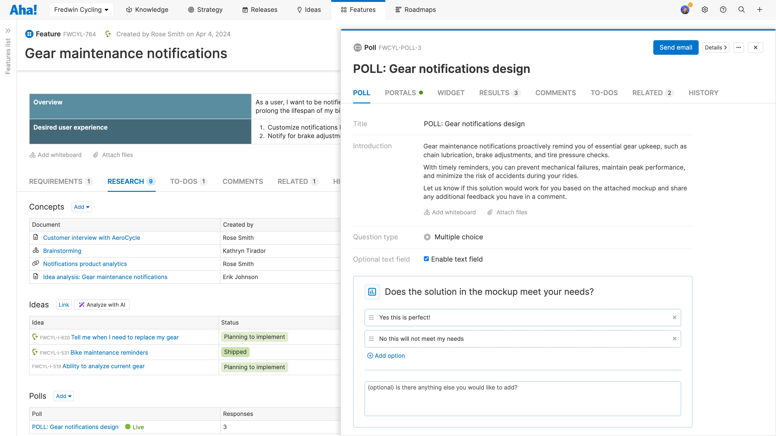Feedback poll options