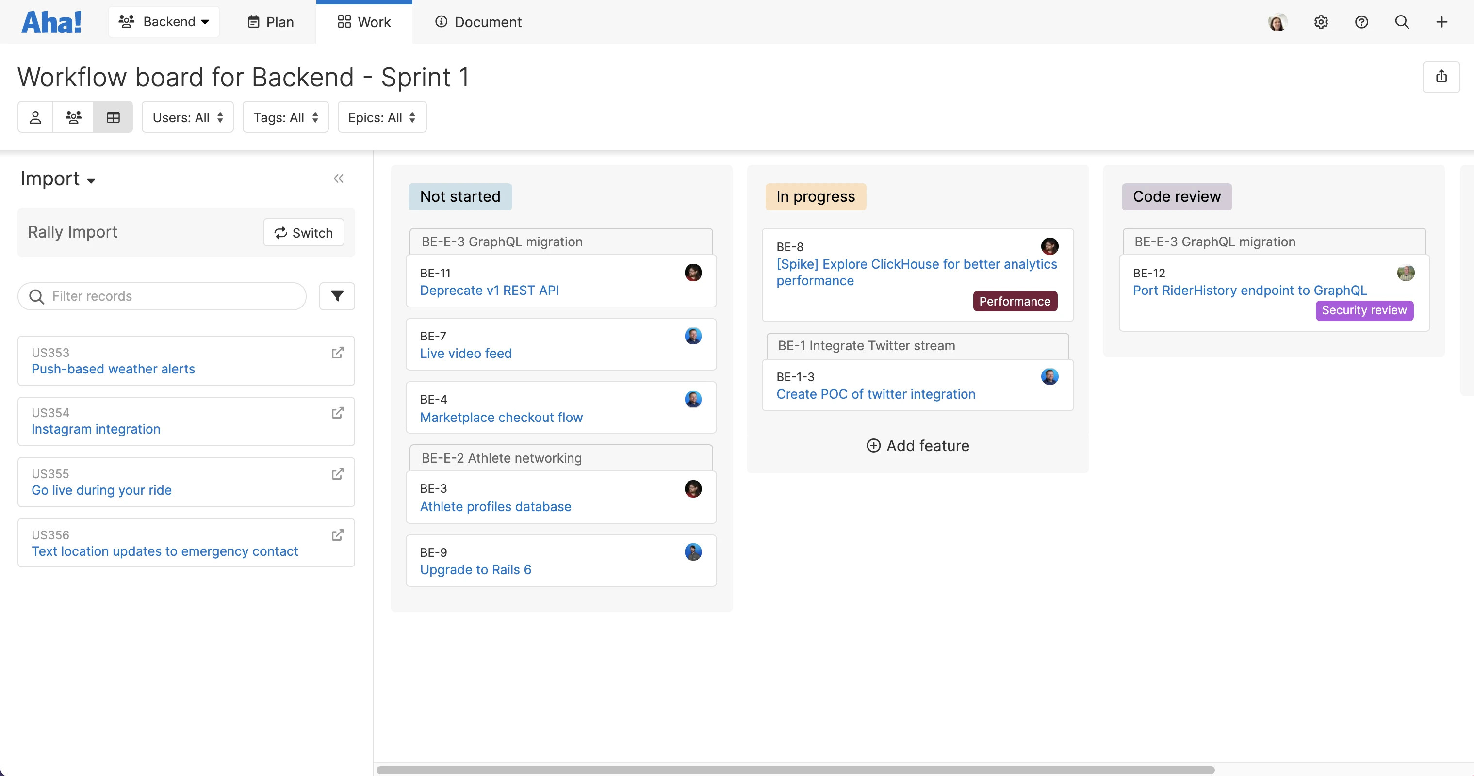 Aha! Develop — Import work from other tools