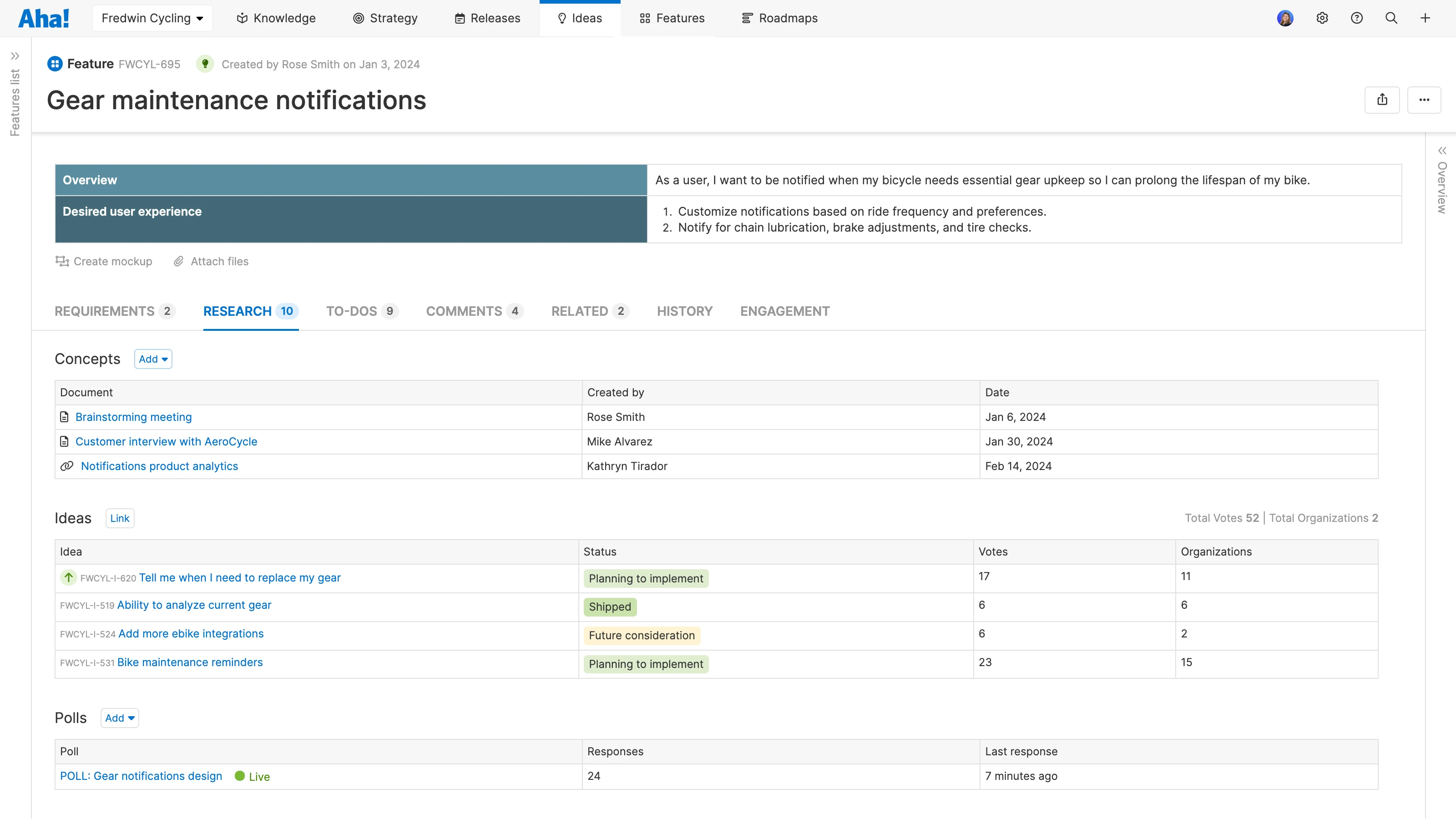Organize feedback in Aha! Ideas