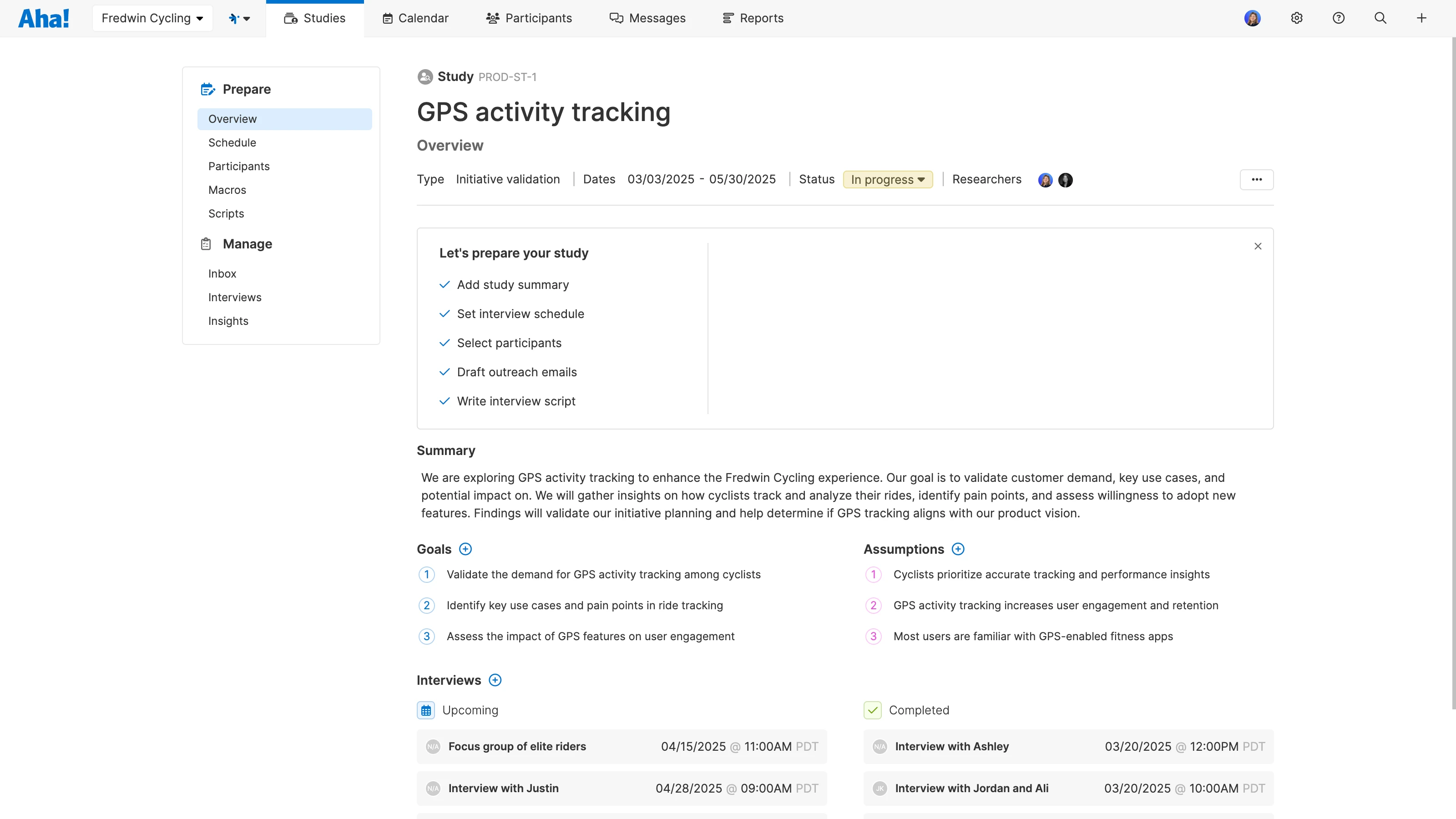 Aha! Discovery study with preparation steps expanded