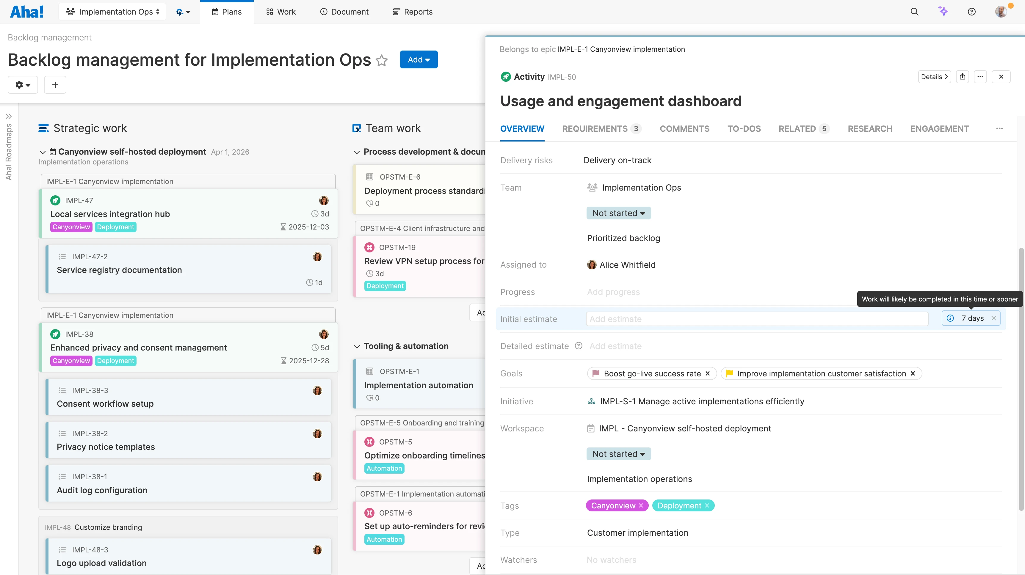Teamwork - Task prioritization - Estimate delivery dates