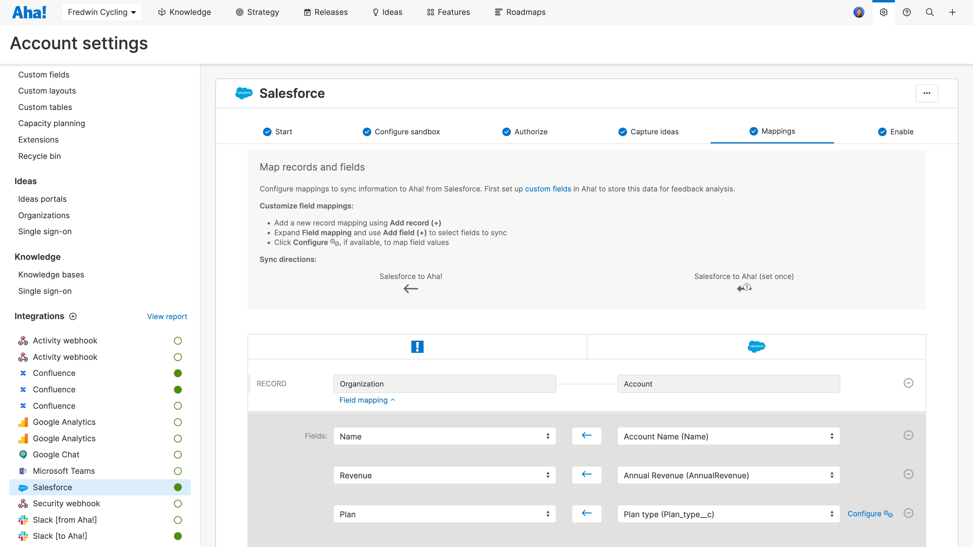 Unify opportunity and ideas data with the Aha! Ideas and Salesforce integration